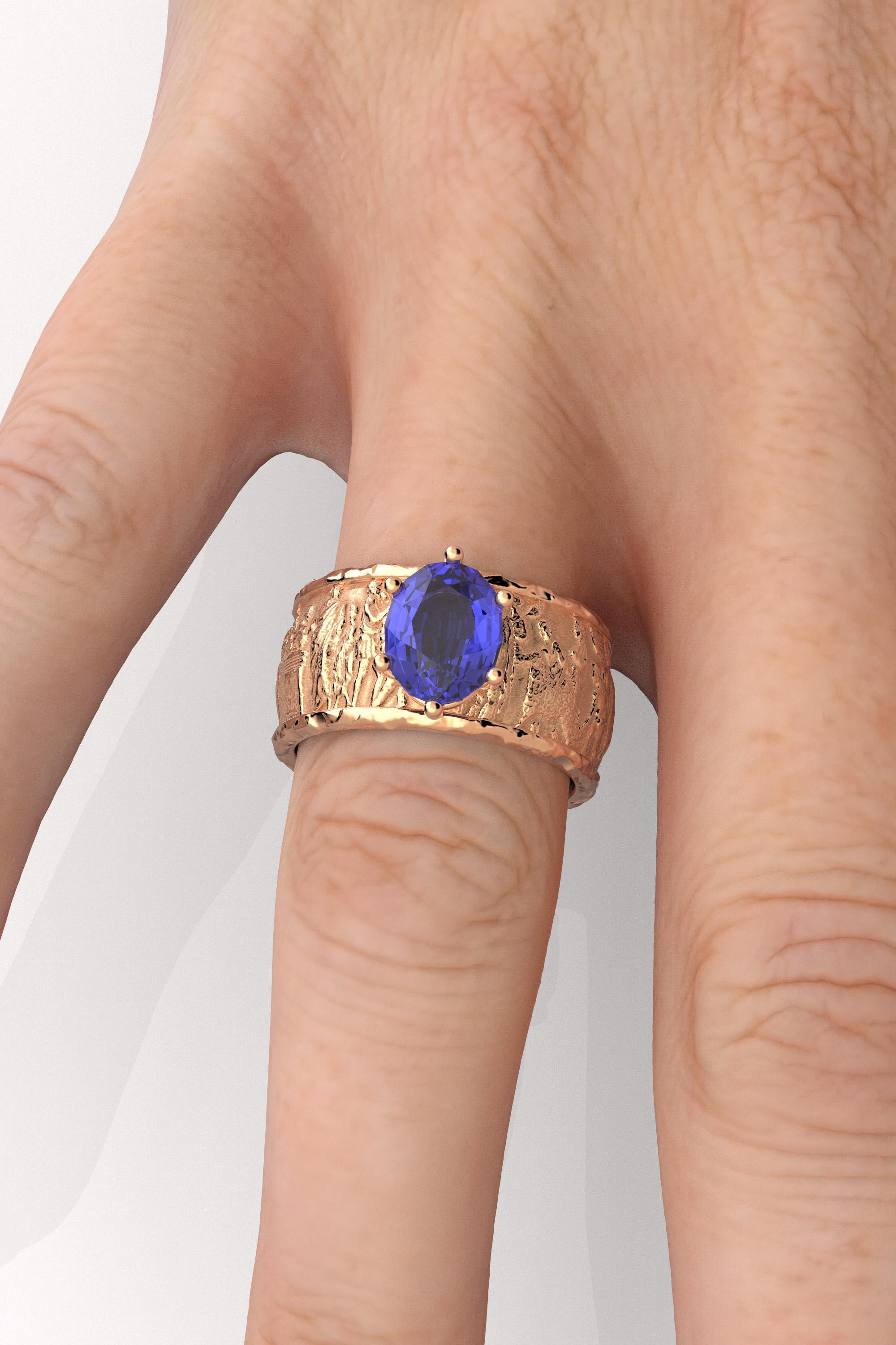 For Sale:  Tanzanite gold ring in 18k solid gold by Oltremare Gioielli made in Italy. 11