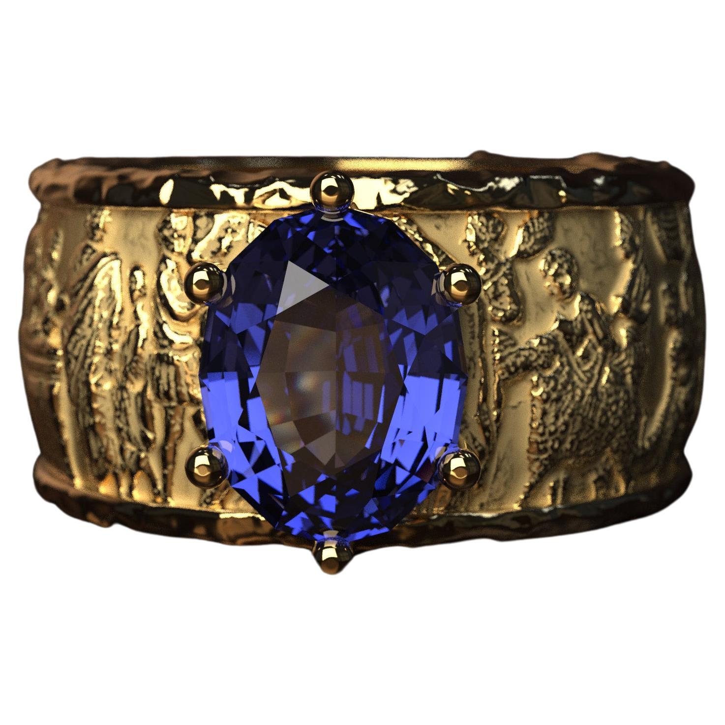 Anillo de oro con tanzanita en oro macizo de 18 quilates de Oltremare Gioielli fabricado en Italia.