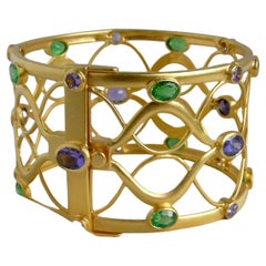 Tanzanite, Green Garnet & 18k Gold Bracelet