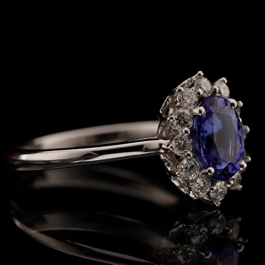 Oval Cut Tanzanite Halo Ring For Sale