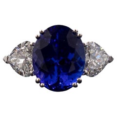Tansanit Herz Diamant GIA zertifiziert 18K Weißgold Drei Stein Verlobungsring