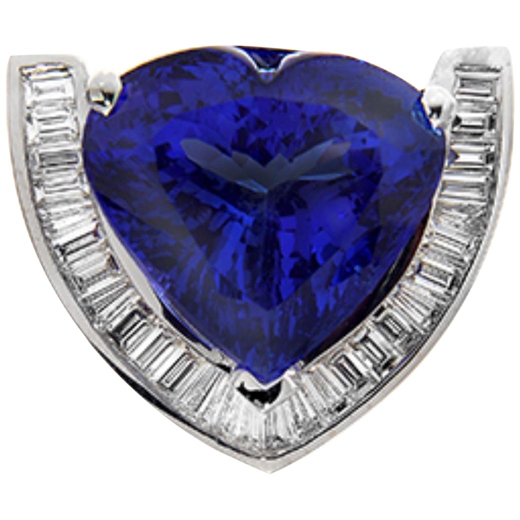 Tanzanite Heart-Shape Pendant with Diamonds by RayazTakat For Sale