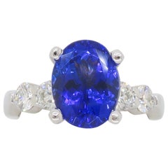 Tanzanite & Hearts on Fire Diamond Ring in 18k White Gold