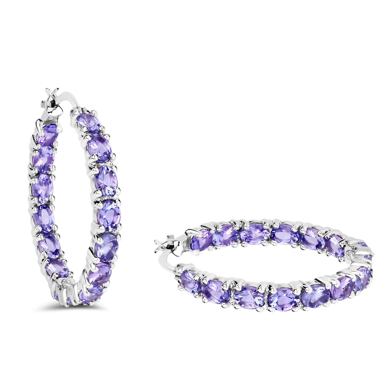 Contemporaneo Orecchini a cerchio con tanzanite 5,08 carati A. Silver in vendita