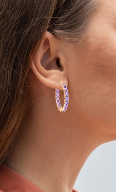 Tansanit-Creolen-Ohrringe 5,15 Karat 14K Gelbgold vergoldetes Silber