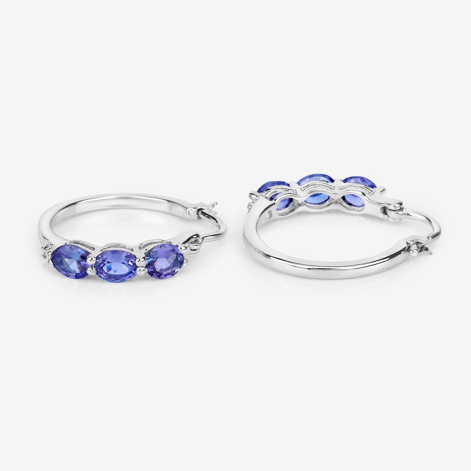 da uomo o donna Orecchini a cerchio con tanzanite Diamanti 1,9 carati Argento placcato oro 18 carati in vendita