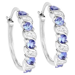 Orecchini a cerchio con tanzanite Topazio bianco 1,07 carati A. Silver