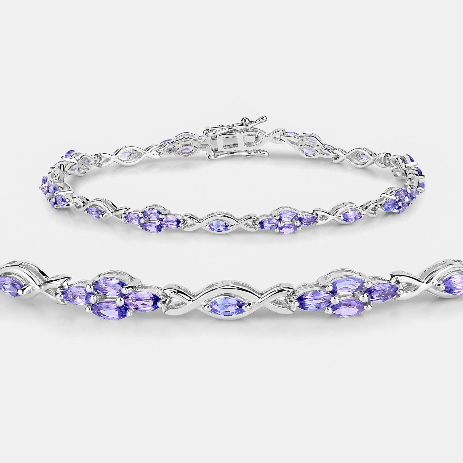Taglio marquise Bracciale Infinity A Link con tanzanite taglio marquise 3,19 carati - Argento in vendita