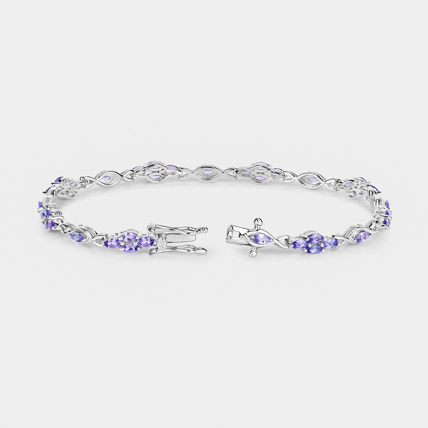 Bracciale Infinity A Link con tanzanite taglio marquise 3,19 carati - Argento In condizioni ottime in vendita a Aliso Viejo, CA