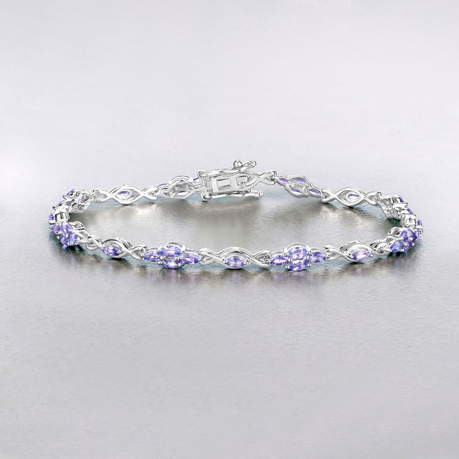 da uomo o donna Bracciale Infinity A Link con tanzanite taglio marquise 3,19 carati - Argento in vendita