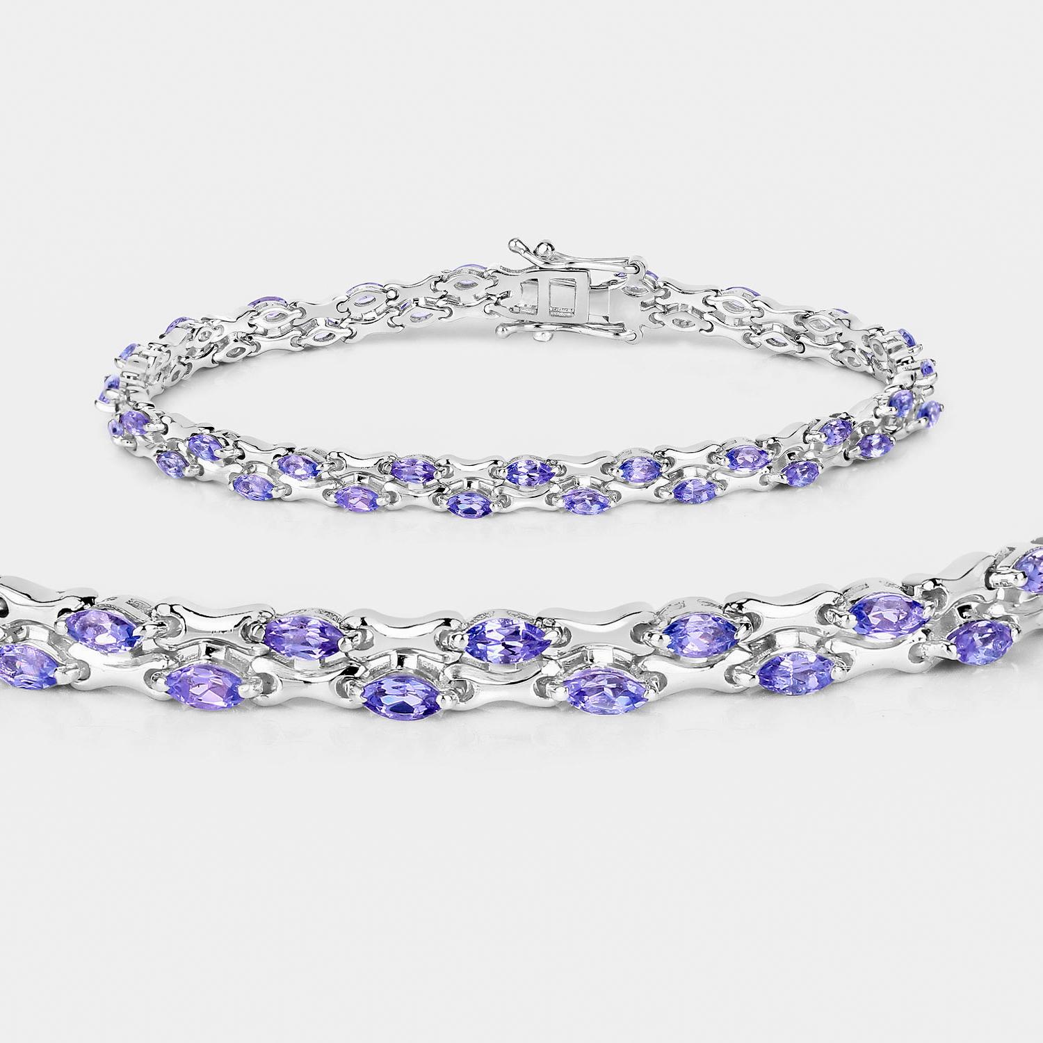 Taglio marquise Bracciale A Link con tanzanite taglio marquise 3,19 carati A. Silver in vendita