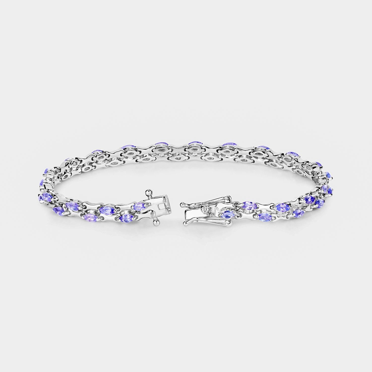 Bracciale A Link con tanzanite taglio marquise 3,19 carati A. Silver In condizioni ottime in vendita a Aliso Viejo, CA