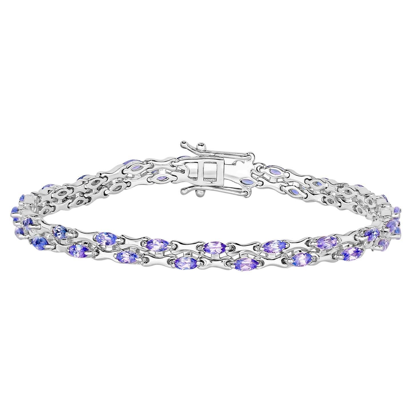Bracciale A Link con tanzanite taglio marquise 3,19 carati A. Silver