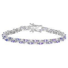 Tansanit Link Armband Marquise Cut 3,19 Karat Sterling Silber