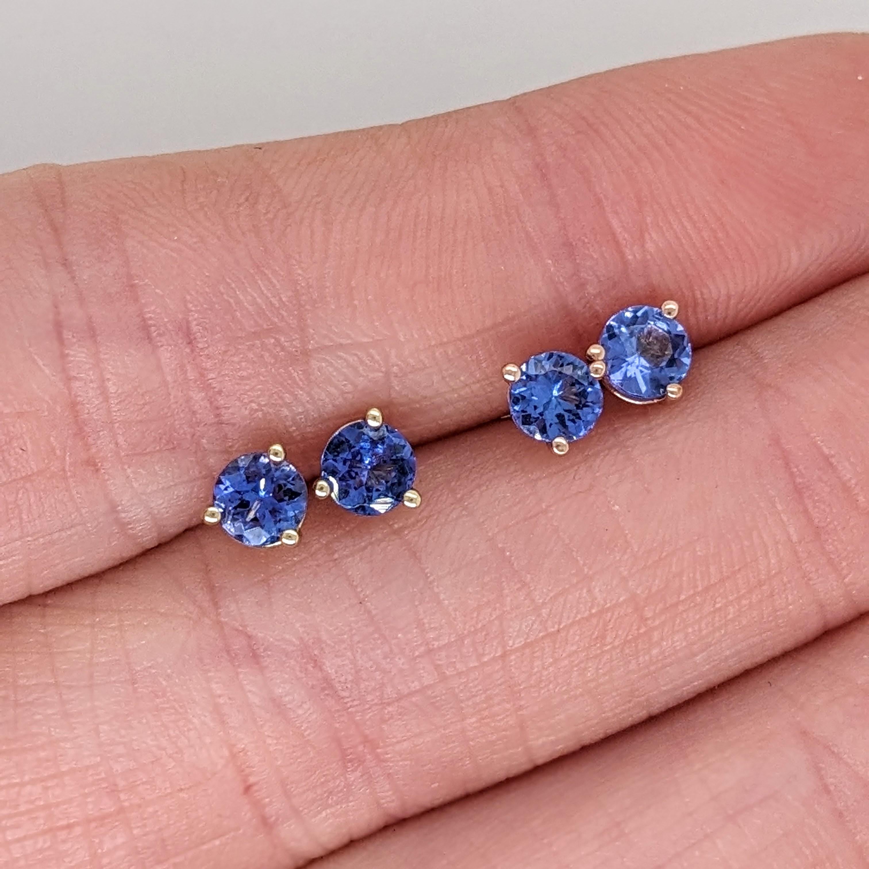 These beautiful martini stud earrings feature a pair of 0.6 carat weight Tanzanite solitaires in solid 14K gold. These Tanzanite studs makes a lovely December birthstone gift for your loved ones! 

These studs are available in solid 14K - white