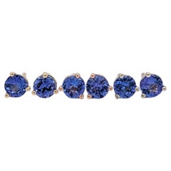 Tanzanite Martini Stud Earrings in Solid 14K Gold Round 4mm