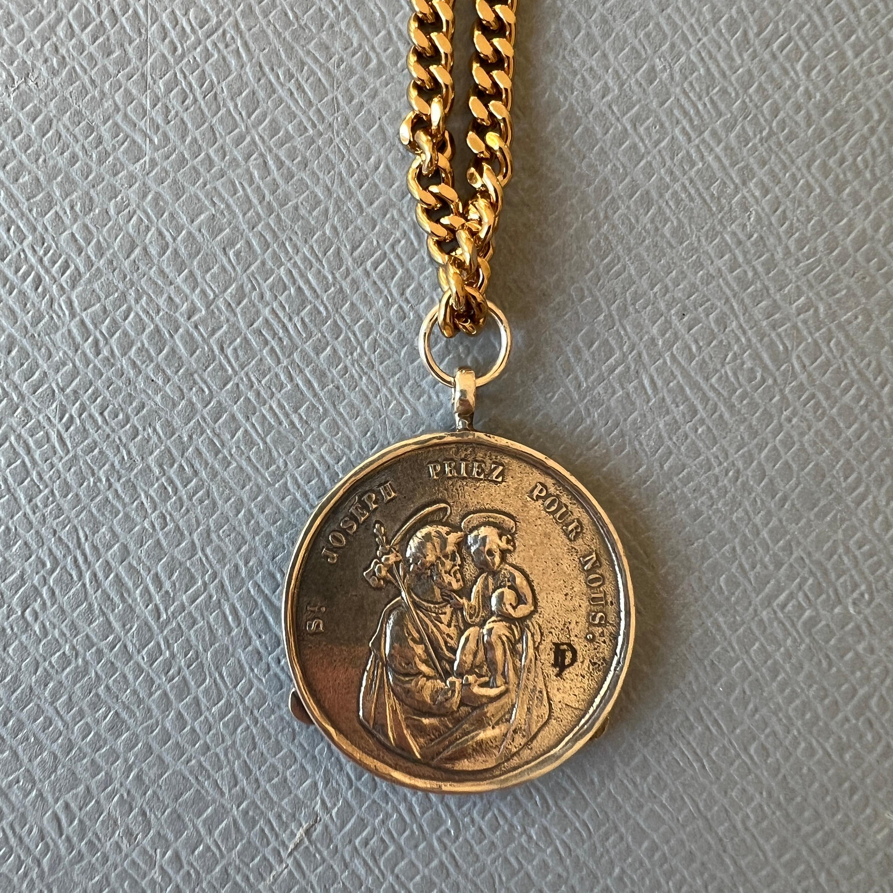 Tanzanite Medal Chain Necklace Virgin Mary Silver Gold Chain For Sale 2