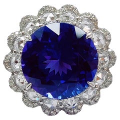 Tanzanite Moon - Round Tanzanite set with Round Rosecut Diamonds in 18K