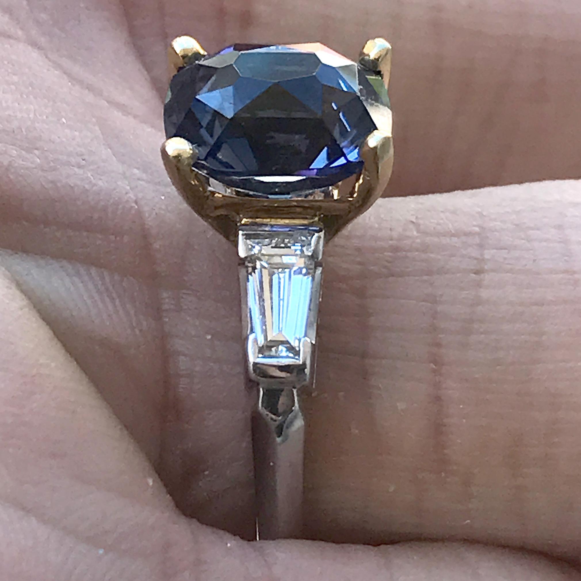Cushion Cut Tanzanite Natural 4.30 Carat Cocktail Ring Vivid Blueish Purple, Block D