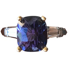 Tanzanite Natural 4.30 Carat Cocktail Ring Vivid Blueish Purple, Block D