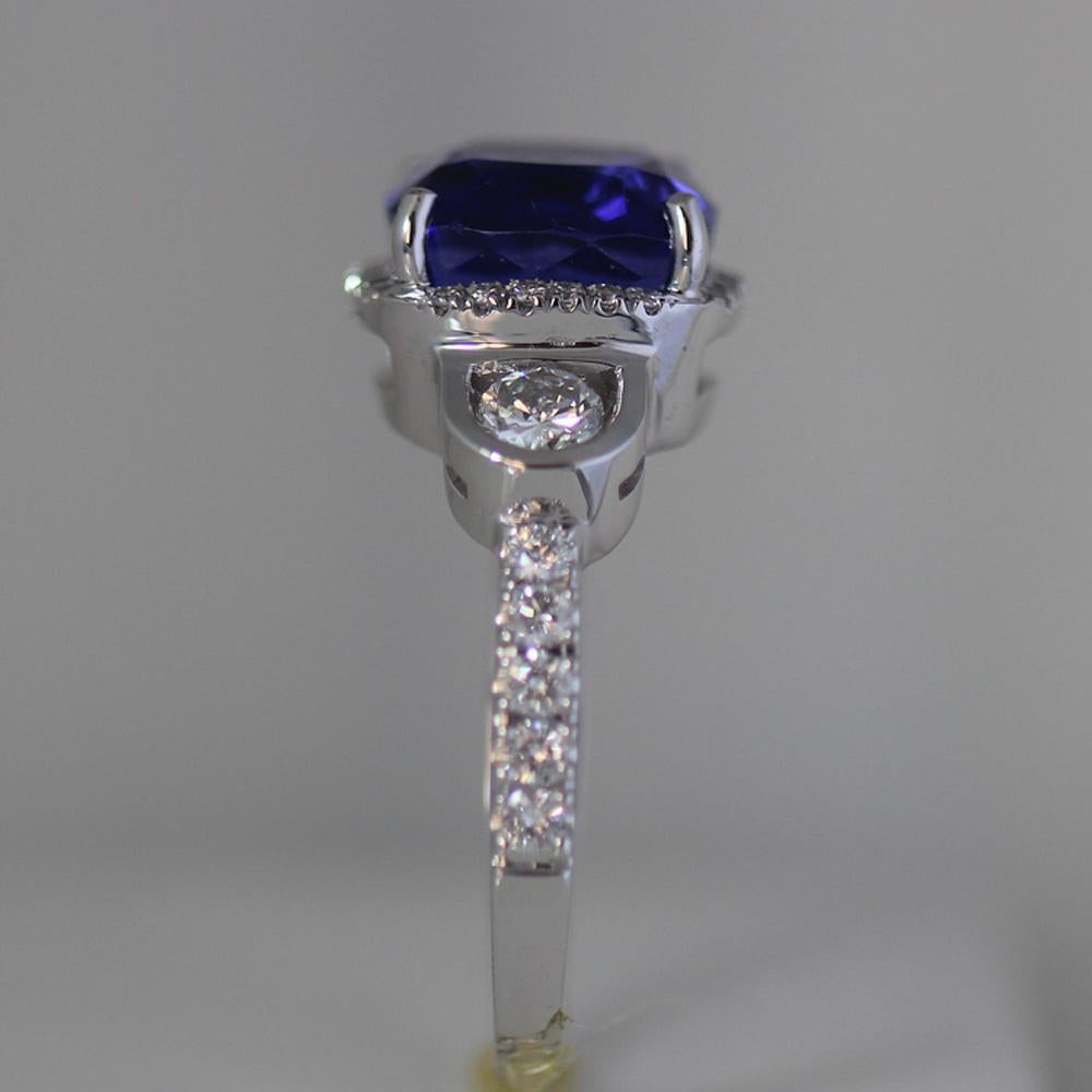 Tansanit Natürlich 5,25 Karat Big Ring Lebendiges Blau-Lila, Block D, GIA (Zeitgenössisch) im Angebot