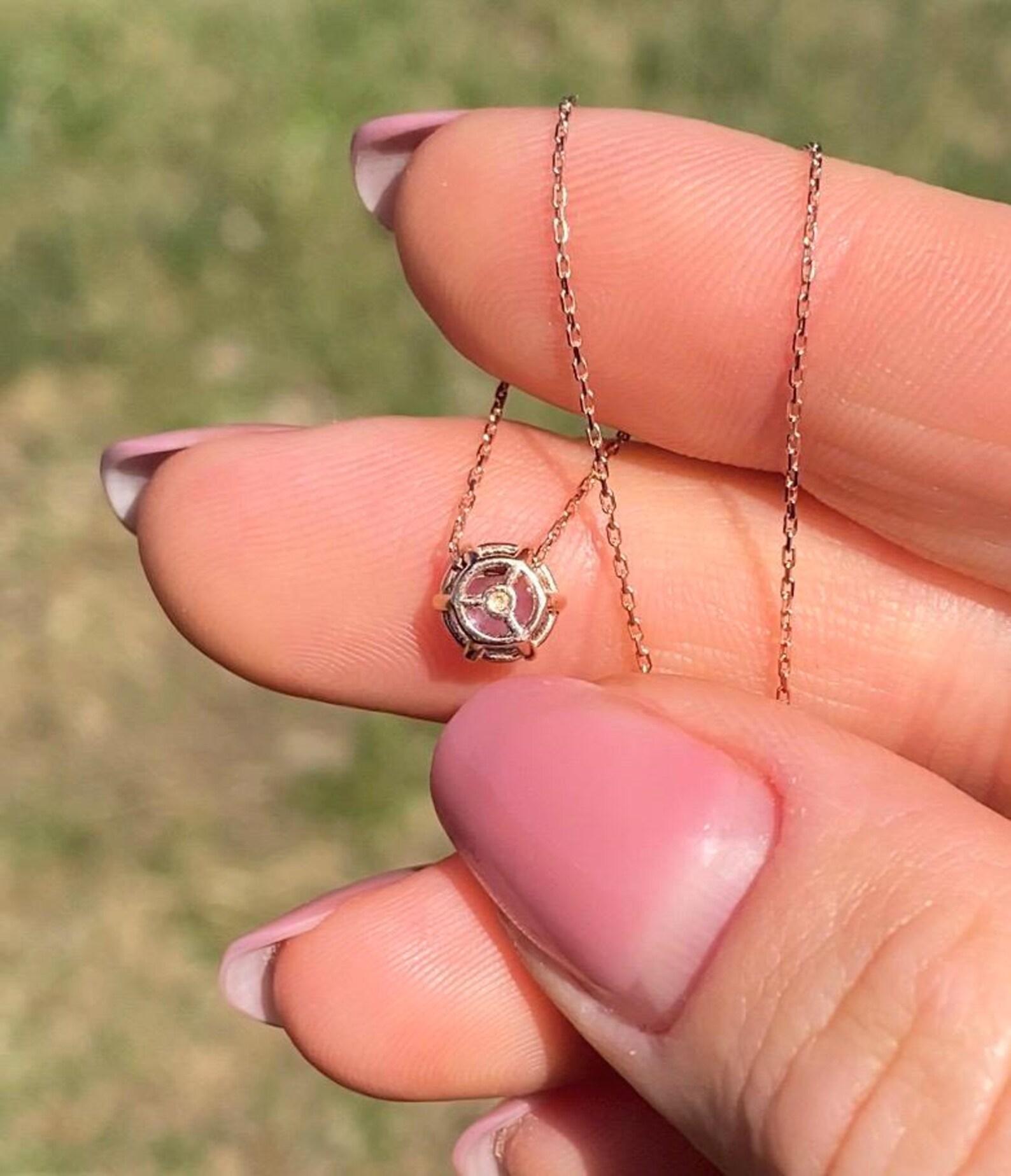 Tanzanite natural gemstone Necklace, 14K Rose gold, 18 Inches, certified For Sale 3