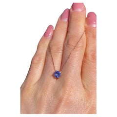 Tanzanite natural gemstone Necklace, 14K Rose gold, 18 Inches, certified