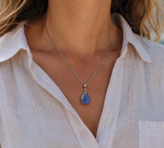 Tanzanite Natural Pendant White Gold Chain Italy, 2020