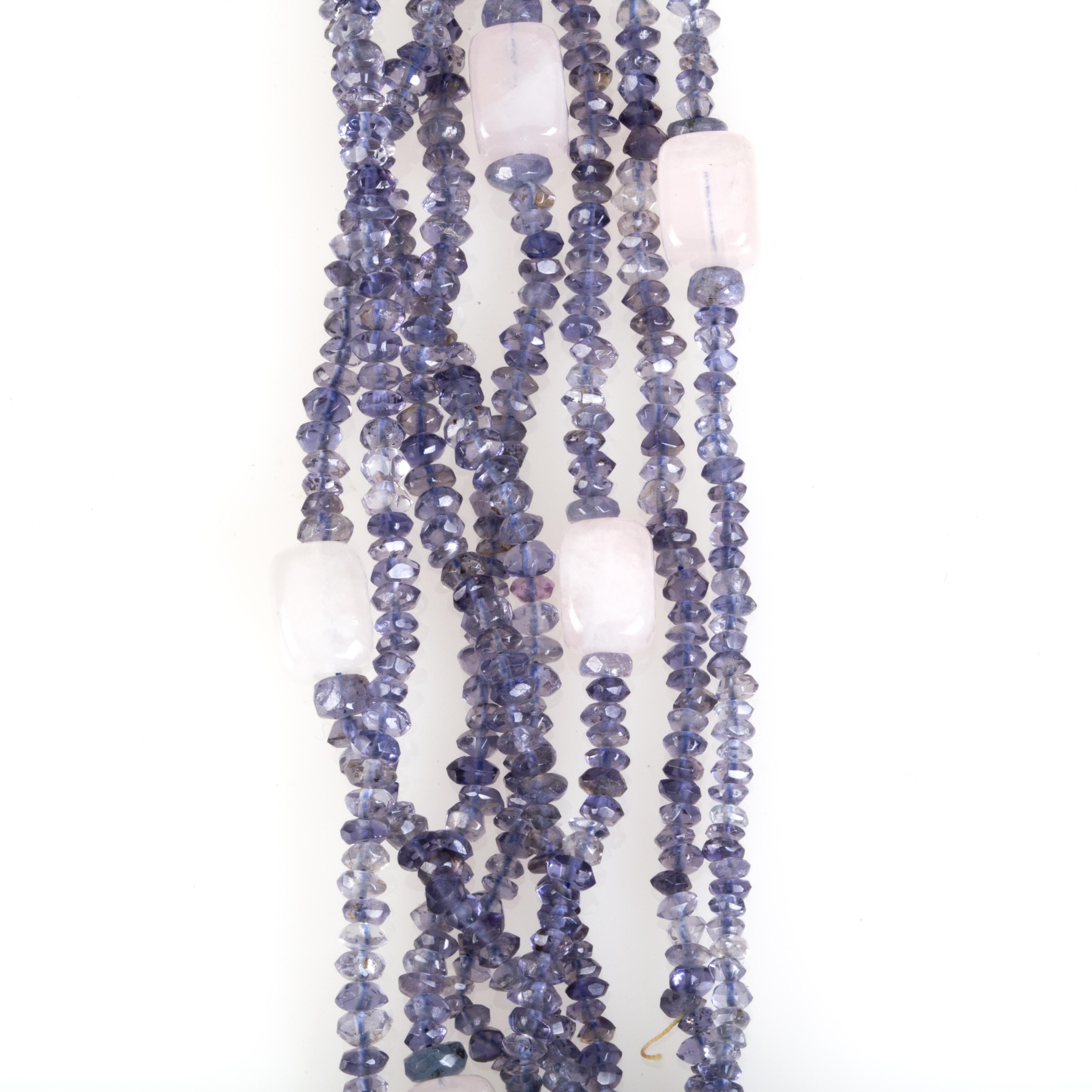 Tanzanite Neckalce Carved Jade Tourmaline 18k Gold In New Condition For Sale In Milan, IT