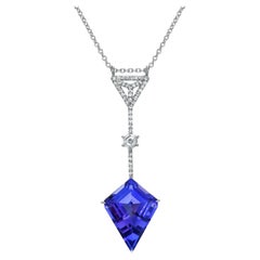 Tanzanite Diamond Necklace 8.78 Carat Shield - Luxury Gift Beverly Hills