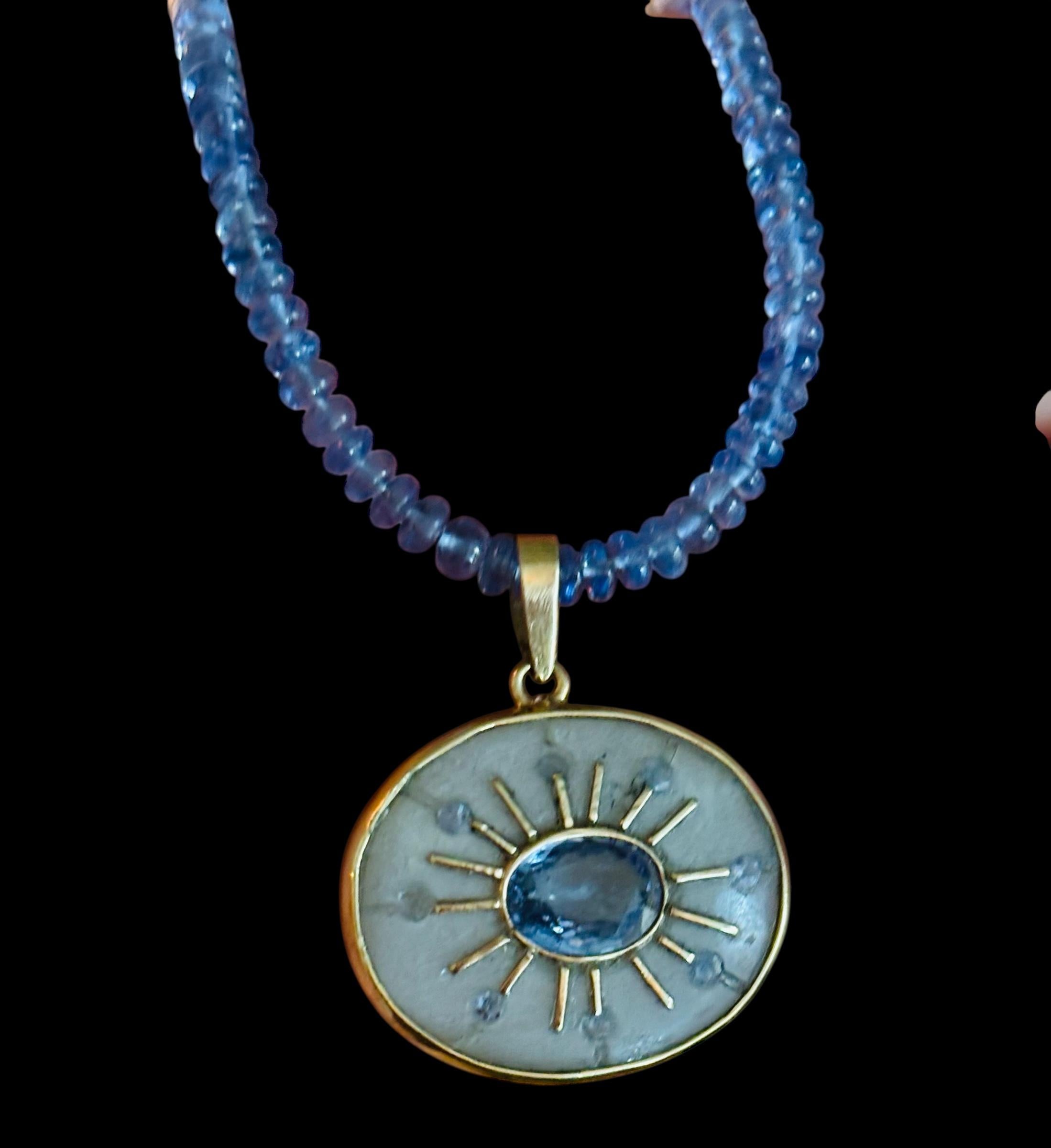 COLLANA DI TANZANITE con ORO 14k In condizioni Nuovo in vendita a New York, NY