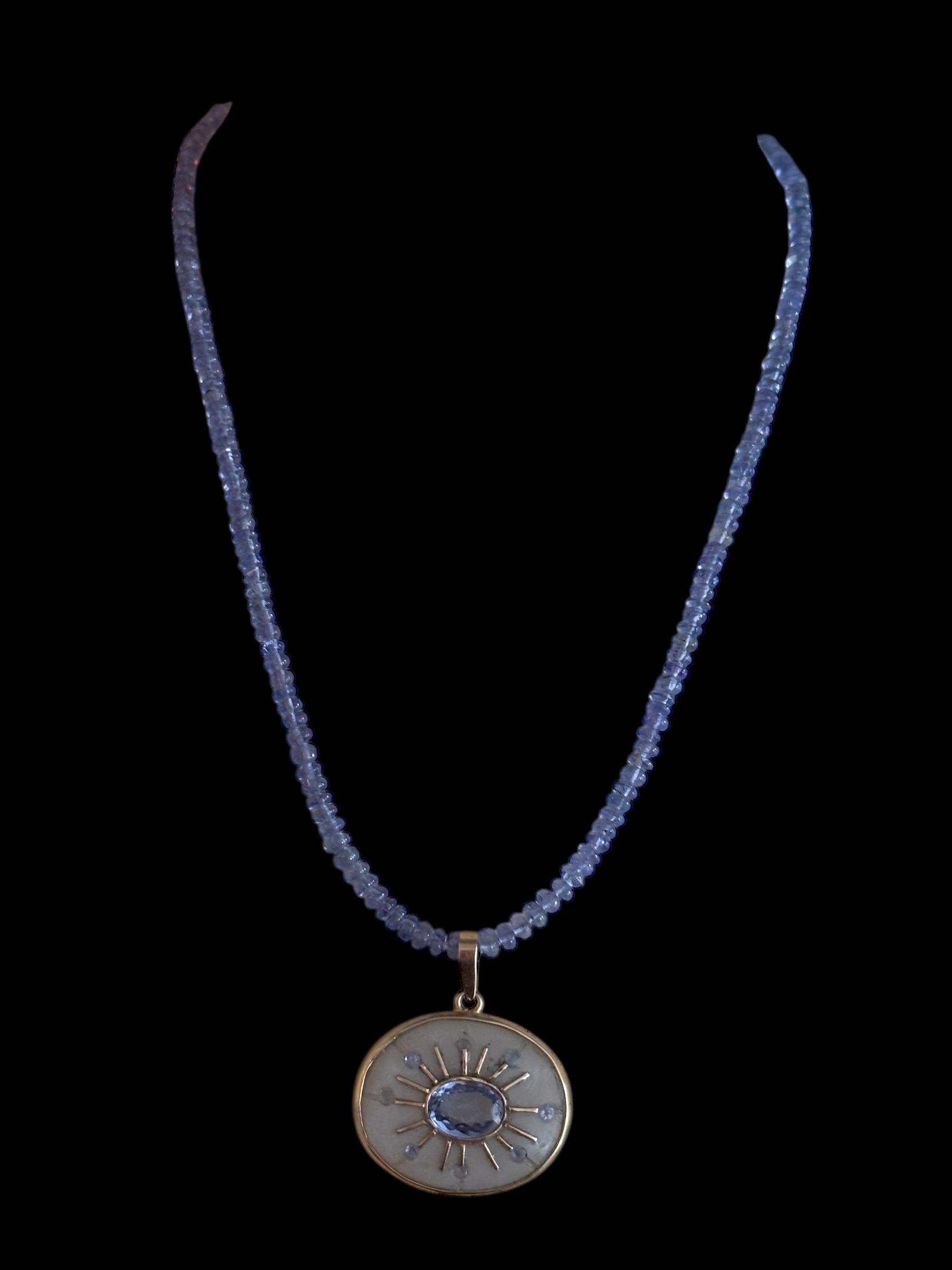 da uomo o donna COLLANA DI TANZANITE con ORO 14k in vendita