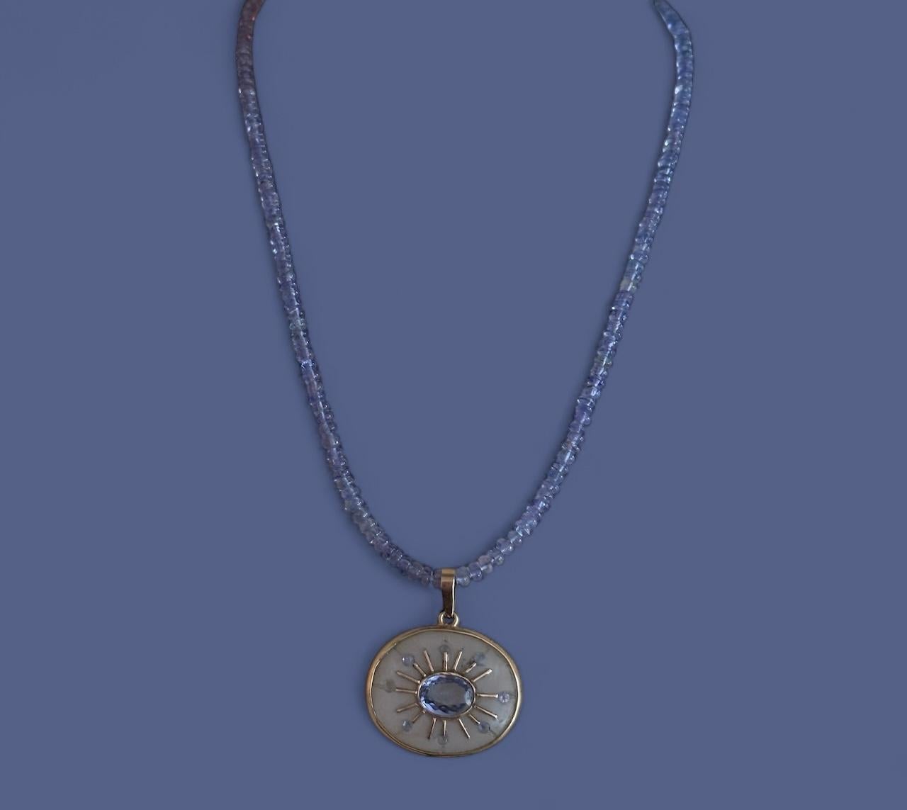 COLLANA DI TANZANITE con ORO 14k in vendita 1