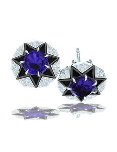 Tanzanite, Onyx and Diamond Earrings