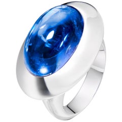 Lilly Hastedt Tanzanite Oval Cabochon Cocktail Ring in 18 Karat White Gold