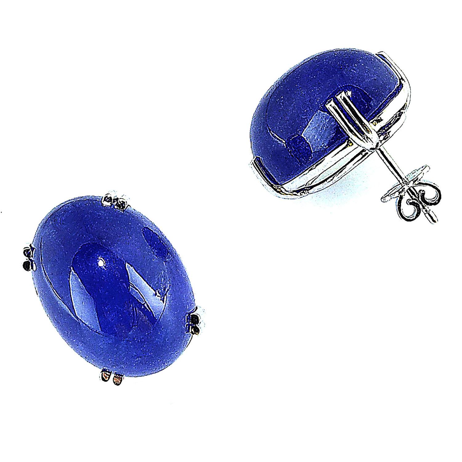 Take a look at these custom made Oval Tanzanite Cabochon Earrings!  These are a total of 55.84 carats of gorgeous Tanzanites to stand out on your ears every time you wear them.  They measure 20x14mm.  I found these gems at one of our favorite