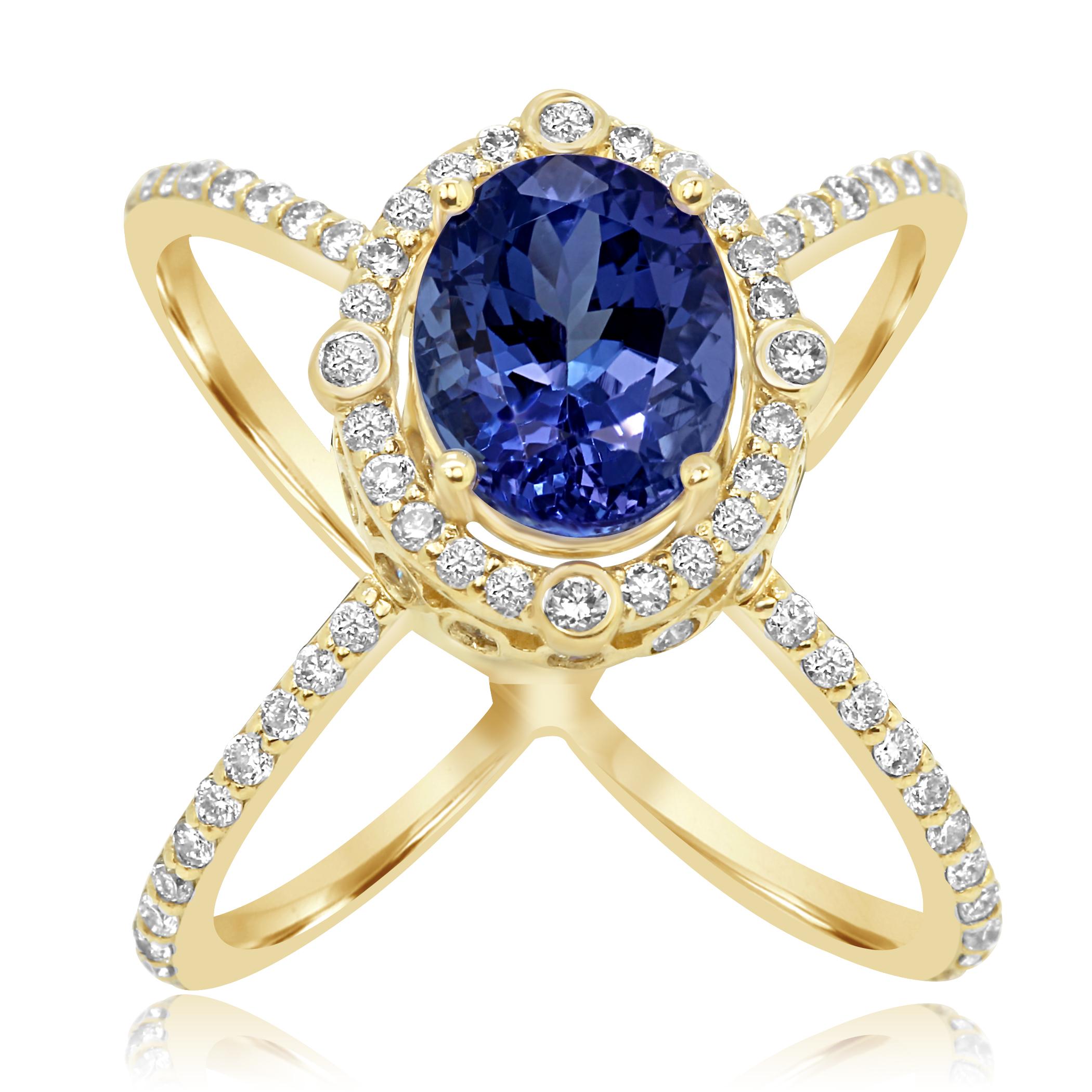 Stylish Tanzanite Oval 3.17 Carat Encircled in Diamond Halo 1.00 Carat in 14K Yellow Gold Chic Ring.

Style available in different price ranges. Prices are based on your selection of 4C's Cut, Color, Carat, Clarity. Please contact us for more