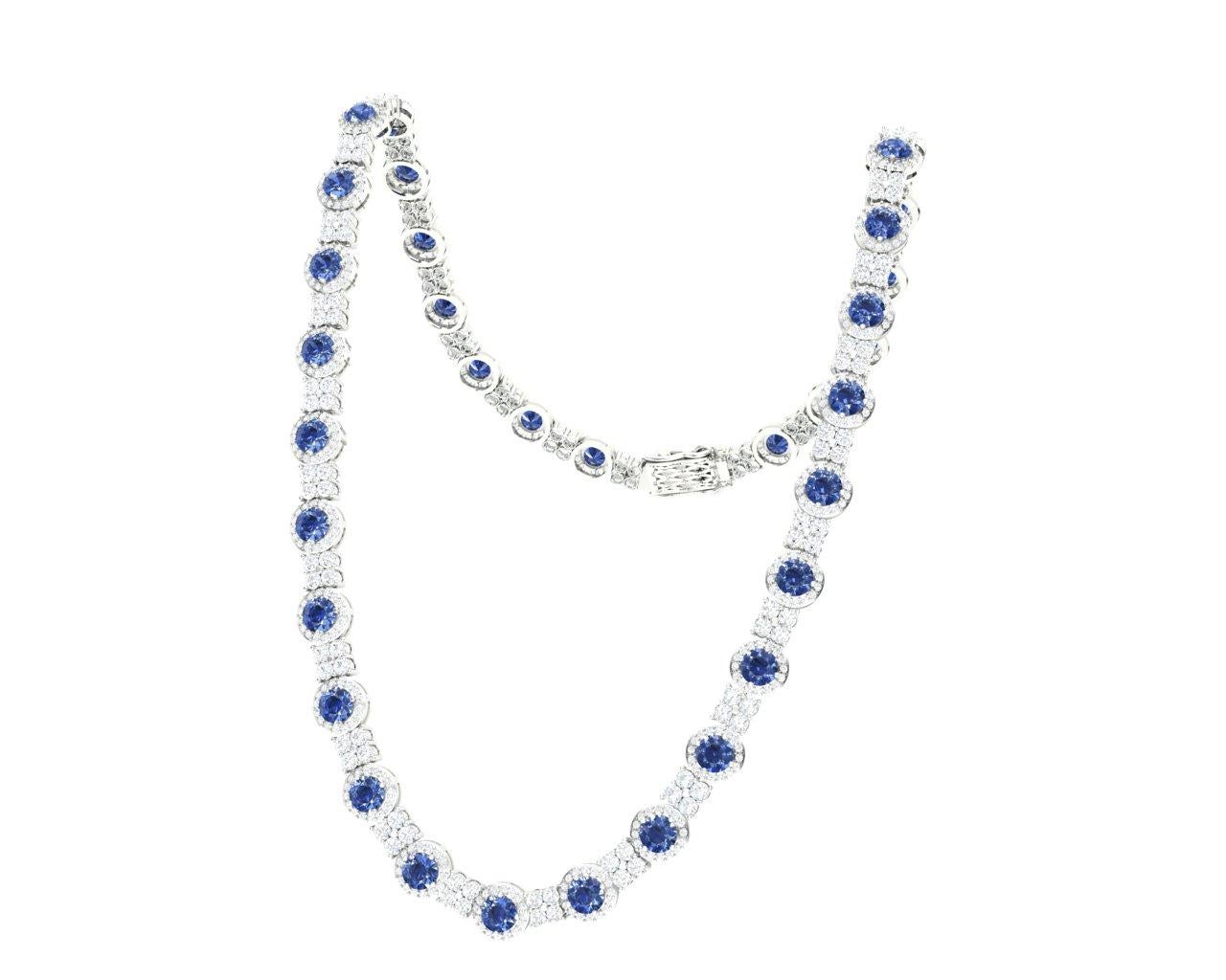 Art Deco Tanzanite Oval Necklace 925 Sterling Silver Necklace December Birthstone For Sale