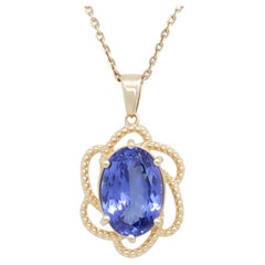 Tanzanite Oval Pendant Necklace in 14k Yellow Gold