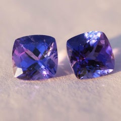 Tanzanite Pair Squares Total 3 Ct AAA+ Cut Very Good Create Earrings