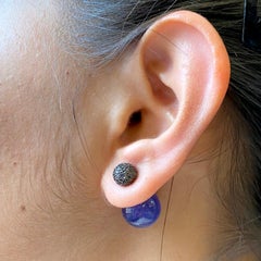 Tanzanite & Pave Diamond Ball Drop Earring Made In 18k Gold