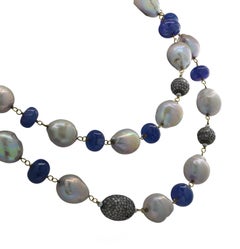 Tanzanite, Pearl and Diamond Opera Length Necklace