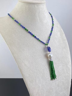 Tanzanite, Pearl, Sapphire and Emerald Necklace Chain