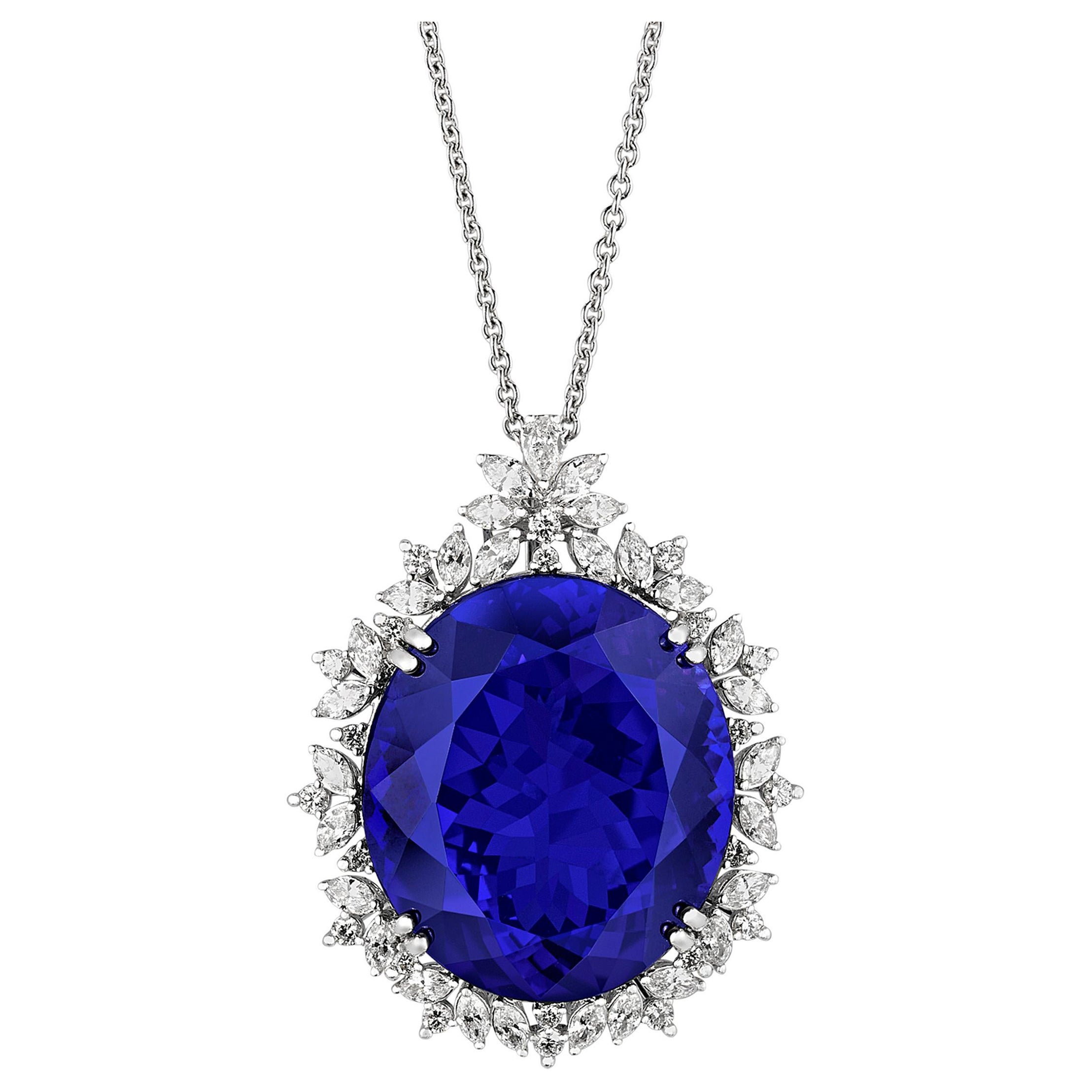 Collier pendentif en tanzanite, 88,00 carats