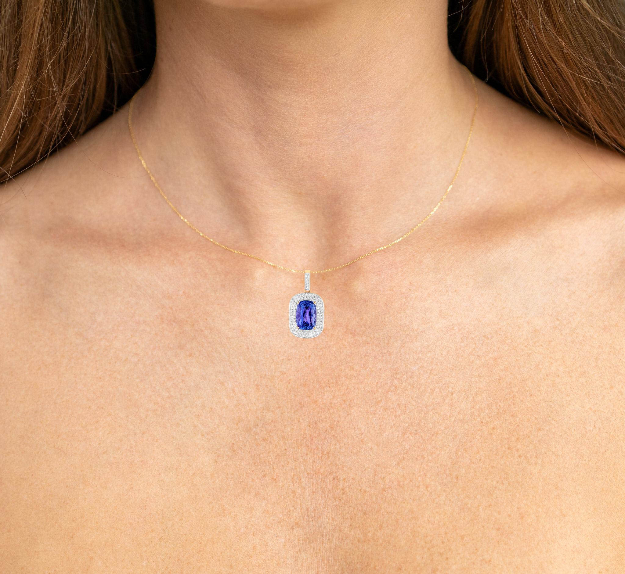 It comes with the Gemological Appraisal by GIA GG/AJP
All Gemstones are Natural
Tanzanite = 3.24 Carats
Cut: Cushion
75 Round Diamonds = 0.33 Carats
Metal: 14K Yellow Gold
Pendant Dimensions: 24.5 x 12.5 mm