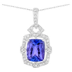 Collana con ciondolo di tanzanite Diamanti 2,45 carati Oro bianco 14K