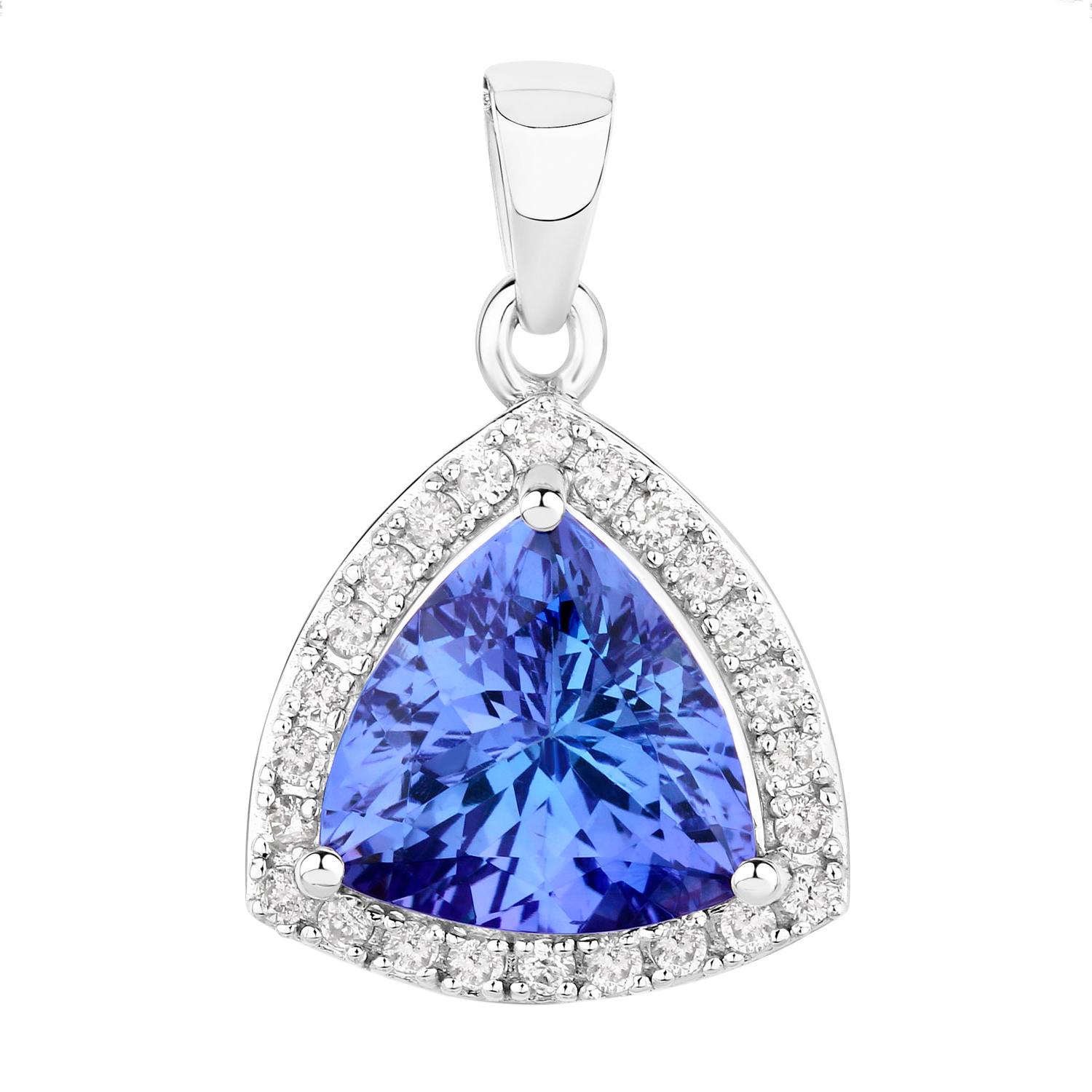Collana con ciondolo di tanzanite Diamanti 3,1 carati Oro bianco 14K In condizioni ottime in vendita a Aliso Viejo, CA