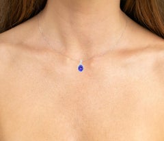 Tansanit-Anhänger Halskette Diamanten 3,2 Karat 14K Weißgold