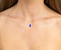 Tansanit-Anhänger Halskette Diamanten 3,29 Karat 14K Weißgold