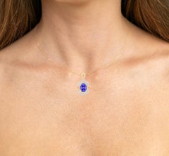 Tanzanite Pendant Necklace Diamonds 4.6 Carats 14K Gold